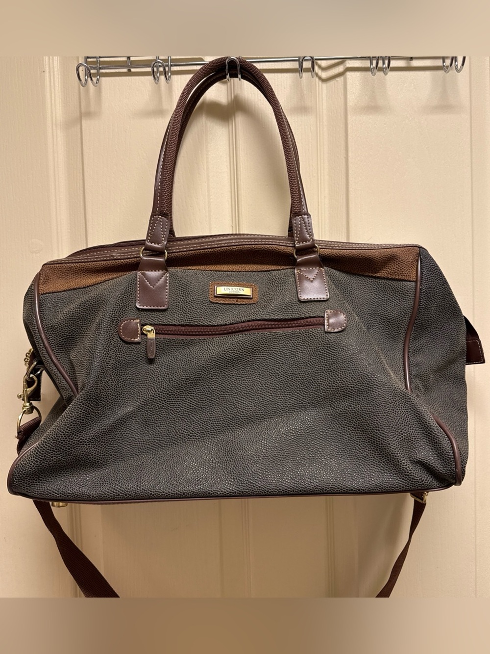 Vintage Unicorn London Leather Duffel Bag Tote With Shoulder Strap